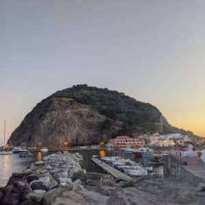 Ischia harbor at dusk